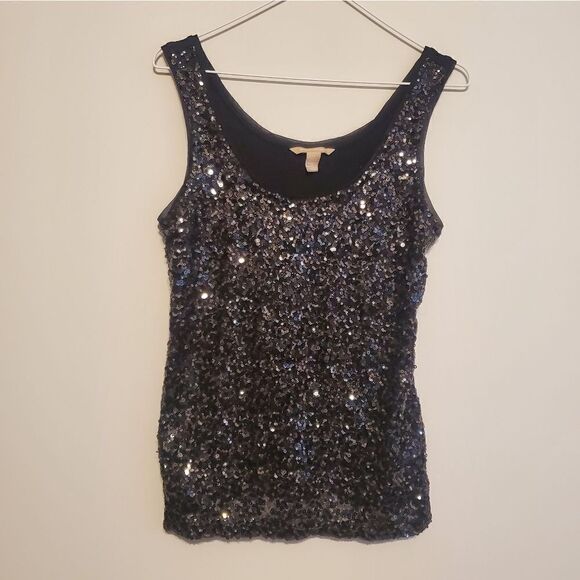 Banana Republic sequins black silver tank top size m - Picture 5 of 5